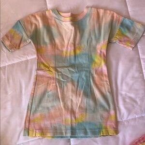 Kids Pastel Tie-Dye Tee Dress - Pink, Blue & Yellow